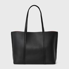 Add a simply chic look to your accessories collection with the Triple Compartment Work Tote Handbag from A New Day™. This unstructured tote handbag is designed with a triple compartment and interior pocket to help keep your belongings organized. Designed with an open top, this handbag comes with double handles for easy carrying. A New Day™: Style that goes wherever you do. Black Tote Bag Outfit, Everyday Work Bag, Large Black Purse, Tote Bag Outfit, Pa School, School Tote, Knitting Tote, Bag Outfit, Work Tote