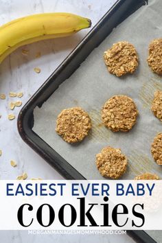 an easy recipe for baby cookies made with oatmeal and peanut butter is ready to be eaten