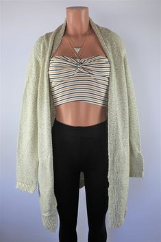 Size: M Beige Long Sleeve, Long Sleeve Knitted Cardigan, Long Sleeve Knit, Knit Cardigan, Heathers, Final Sale, Crop Tops, Long Sleeve, Women's Top