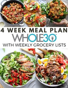 four week meal plan whole 30 with weekly grocery lists