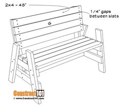 a bench with measurements for the seat and back