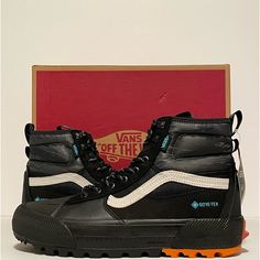 Brand New In Box 100% Authentic, Please Check My Feedback For Confidence! Vans Mid-top Black Sneakers, Black Outdoor Sneakers With Padded Tongue, Sporty Insulated Black Sneakers, Black Leather Insulated Sneakers, Black Insulated High-top Sneakers, Insulated Black Low-top Sneakers, Functional Black Insulated Sneakers, Functional Insulated Black Sneakers, Black Vans Sneakers For Hiking