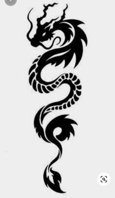 a black and white dragon tattoo design