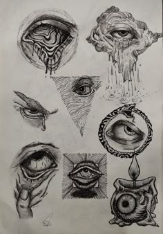 a drawing of different types of eyes