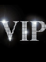 the words'vlp'are lit up in white and black with bright lights