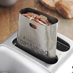 a toaster with a bag on top of it