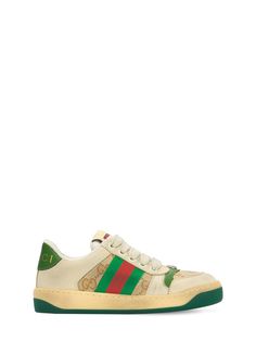 Canvas upper. Front lace-up closure. Leather details. Rubber sole Gucci Screener Sneakers, Gucci Screener, Vintage Effect, Dior Designer, Ski Accessories, Louis Vuitton Designer, Heeled Loafers, Ski Wear, Vintage Logo