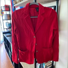 Brand New With Tags! Soft, Lightweight Women’s Red Blazer Jacket Tahari Brand No Blemishes Or Stains Size Medium Casual Red Fall Blazer, Red Cotton Outerwear For Work, Casual Red Blazer For Fall, Trendy Red Blazer For Spring, Trendy Red Blazer For Workwear, Trendy Red Blazer For Work, Trendy Red Outerwear For Work, Trendy Red Blazer With Pockets, Red Long Sleeve Cotton Blazer