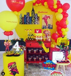 a birthday party with balloons and decorations