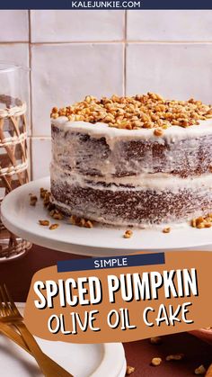 Simple spiced pumpkin olive oil cake is the recipe you need for holiday parties and family gatherings. It is simple to make and comes out perfect every time! It is a decadent and fluffy and comes together with a perfectly festive and spiced pumpkin cake that’s topped with a light cream cheese frosting and a sprinkle of chopped walnuts.