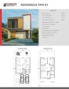 the floor plan for a modern house with two car garages and an attached living area