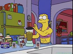 the simpsons is making some drinks in his kitchen