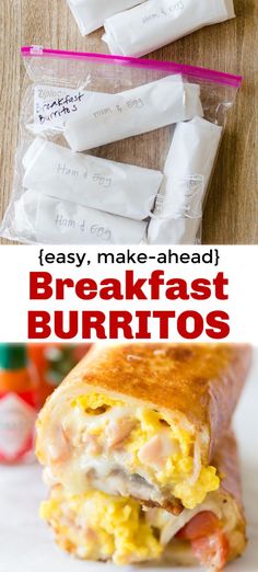 the breakfast burritos are ready to be eaten and put in their wrappers