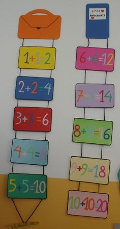 a bulletin board with colorful numbers on it