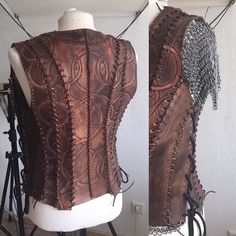 Leather & chain is so hot right now. Lagertha Costume, Armour Cosplay, Vikings Lagertha, Leather Armour, Viking Armor, My Shadow, Viking Costume