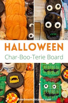 this is an image of halloween charboo - terie board made out of waffles