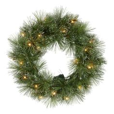 a christmas wreath with lights on it