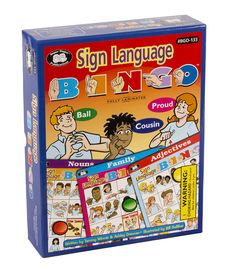 the sign language board game is in its box