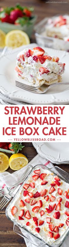 strawberry lemonade ice box cake on a plate