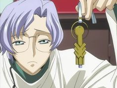 an anime character holding up a key to his face