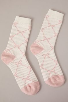 Bow Ribbed Cozy Socks in Pink | Altar'd State Cute Crew Socks, Cute Things To Sell, Perfect Match Bachelorette, Birthday Core, Things To Sell Online, Coquette Accessories, Coquette Fits, Coquette Stuff, Aesthetic Socks