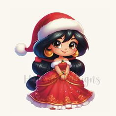 a cartoon character wearing a santa hat and dress