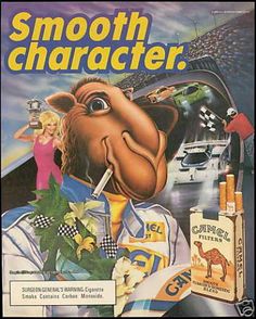 Joe Camel Cigarette Car Race Track (1989) Joe Camel, Retro Magazine, Retro 2, Fat Boy, Print Media, Magazine Ad, Sports Car Racing, Magazine Ads, Motorcycle Racing