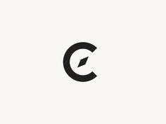 a black and white logo with the letter c