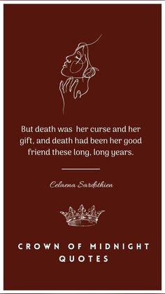 a quote from the crown of midnight, written in black and white on a red background