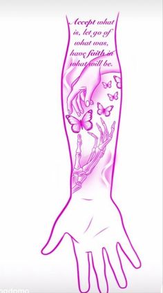 a drawing of a woman's arm with butterflies on it and the words, i hope