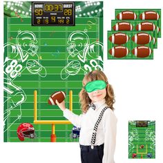 PRICES MAY VARY. Football Party Decoration Choice: our pin the football game for kids is a nice game for kids football themed party, classroom party, birthday party, carnival party, fun and cute, you can play with family members or friends or classmates Football Game Package: you will get 1 pin the football on the goalpost poster, 48 reusable cute football stickers, 2 green blindfolds, 1 football game instruction and 20 glue points; It will bring a lot of fun to your families and kids and classroom students Football Poster Size: our 30 x 21 inch large high gloss poster is large to make your football theme party cool and interesting; This football poster is also can be applied as a decoration for wall, room or classroom Birthday Party Decoration Material: the football poster made of waterpr Kids Football Party, Football Games For Kids, Kids Football Parties, Fun Football Games, Football Party Games, Football Party Decorations, Party Decorations Kids, Sports Party Decorations, Birthday Party Game