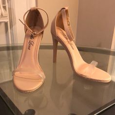 Sheer Cream Colored Bella Luna Heels With A Classy Clear Strap. Never Worn! Fits Women Size 7. Shoes Classy, Fits Women, Cream Color, Shoes Women Heels, Shoes Heels, Size 7, Womens Sizes, Women Shoes