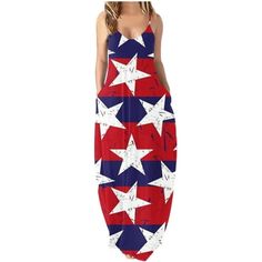 clearance Store,under $5 Clothes StoreClick Here Usmixi 4th of July Dresses for Women Loose Pocket Fashion Independence Day Graphics Spaghetti Strap Maxi Dresses Sleeveless V-Neck Sunflower Print Summer Long Formal Dress Red m FEATURE: Pull on Dress,Strap Dress,Sleeveless,V-Neck,Maxi,Independece Day Graphics,This is a casual dress with special design that can show your perfect figure, make you more attractive, and can easily control parties, cocktail,beaches and other occasions. MATERIAL:95% Rayon+5% Spandex.This Womens Dresses is made of high quality cottonblend material, soft to the touch, lightweight and flowy,wearing comfortable and not irritating. OCCASSION:Summer Women's Dress Suitable For Dating,Wedding,Brithday,Cocktail,Party,Club,Dinner,Beach,Vacation,Holiday,And Daily Wear.It can 4th Of July Dresses, Boho Dresses Long, Long Formal Dress, Pockets Fashion, Spaghetti Strap Maxi Dress, Perfect Figure, Red S, Medium Dress, Sunflower Print