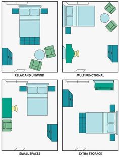 four different types of furniture in the same room