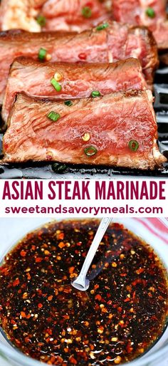 Asian Steak Marinade is oozing with umami! If you want to turn your steak into something more flavorful rather than just salty, then, this is perfect! #asianrecipe #steakmarinade #steak #grilledsteak #sweetandsavorymeals Asian Steak Marinade, Skirt Steak Marinade, Asian Steak, Asian Marinade, Spicy Steak