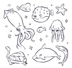 an image of sea animals coloring pages