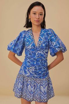 Blue Tile Dream Short Sleeve Mini Dress Summer Wedding Guest Dresses, Mini Frock, Gameday Dress, India Dress, Derby Dress, Summer Wedding Guest, Blue Tile, Wedding Guest Dresses, Gameday Outfit