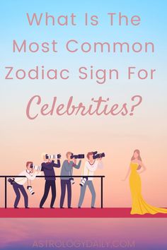 the zodiac sign for celerities is shown in front of two people with cameras