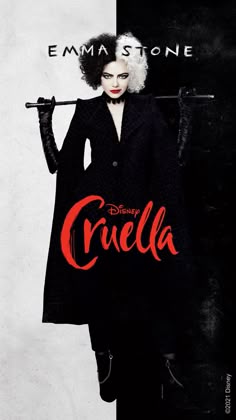 the poster for cruela starring actress elizabeth stone