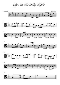 sheet music with the words, off on the still night written in black and white