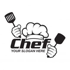 a chef holding a spatula and cooking utensils with the word chef on it