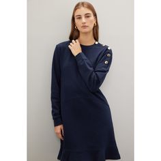 Blue cotton (100% Cotton). Shift. Long sleeves. Crewneck. Pull on. Imported. Camden Sweatshirt, Dress With Flounce, White Combat Boots, Derek Lam 10 Crosby, Classic Sweater, Rent The Runway, Derek Lam, Sweatshirt Dress, Winter Looks