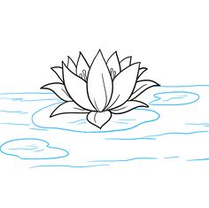 a drawing of a flower floating in the water