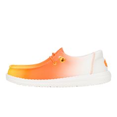 HEYDUDE | Women's Casual | Wendy Candy Corn - Orange Zing/multi | Size 6 - A treat for your feet? Say less because the Wendy Candy Corn slip on shoe is here. Complete with the colors of...you got it, candy corn, signature HEYDUDE lightweight comfort and removable flexible foam cushioning that's ready for hours of trick-or-treating or horror movie marathons. Shoe Specs: Textile topElastic laces​ Easy-on lace system​ Travel ready​​ Removable foam insole​ Lightweight flexible outsole Relaxed Fit: A School Uniform Shoes, School Uniform Kids, Movie Marathon, Kids Sale, Elastic Laces, Sneaker Shopping, Casual Shoes Women, Candy Corn, Shoe Sale