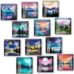 PRICES MAY VARY. 🌌Express your style:Decorate your fridge with 12 square glass refrigerator magnets with a Length and width of 1.2 inch, featuring colorful and creative patterns that showcase your unique personality. 🌞Durable and scratch-free: Made of transparent glass with a flat and sturdy magnet, our fridge magnets are designed to last long without scratching your fridge or damaging any surface. Can also perfectly store photos, documents, pictures or children's artwork and family photos. 🌙 Glass Fridge, Locker Magnets, Glass Refrigerator, Office Whiteboard, Fridge Stickers, Fridge Decor, Glass Magnets, Childrens Artwork, Make Pictures