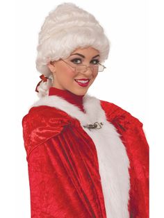 Womens Deluxe Mrs. Claus Wig - costumesupercenter.com Red And White Outfits, Dress Halloween Costume, Usa Dresses, Adult Halloween Costumes, Mrs Claus, Christmas Costumes, Full Look, Costume Wigs, Wigs Hair Extensions