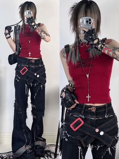 Y2k Alt Grunge Outfits, Punk Stage Outfits, Y2k Alt Outfits, Goth Y2k Outfits, Vkei Style, Maid Girl, Punk Clothes, Anime School, Cosplay Kawaii