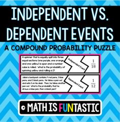 a blue and black poster with the words independent vs independent events in white letters on it