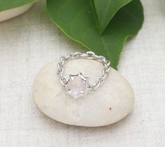 Brighten your day with the sparkly beauty of this unique flexible chain ring boasting a pineapple-cut rose quartz center. From Margo Manhattan. Chain Ring, Silver Roses, Brighten Your Day, Rose Quartz, Manhattan, Pineapple, Jewelry Rings, Sterling Silver, Chain