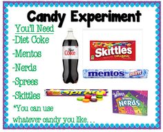 an advertisement with candy and other things to eat